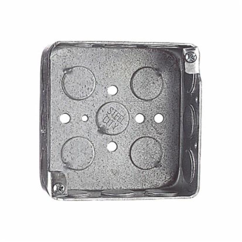 Thomas & Betts Steel City® 52151-1/2 Drawn Style Outlet Box, Steel, 21 cu-in Capacity, 1 Outlets, 16 Knockouts, 4 in H x 4 in W x 1-1/2 in D